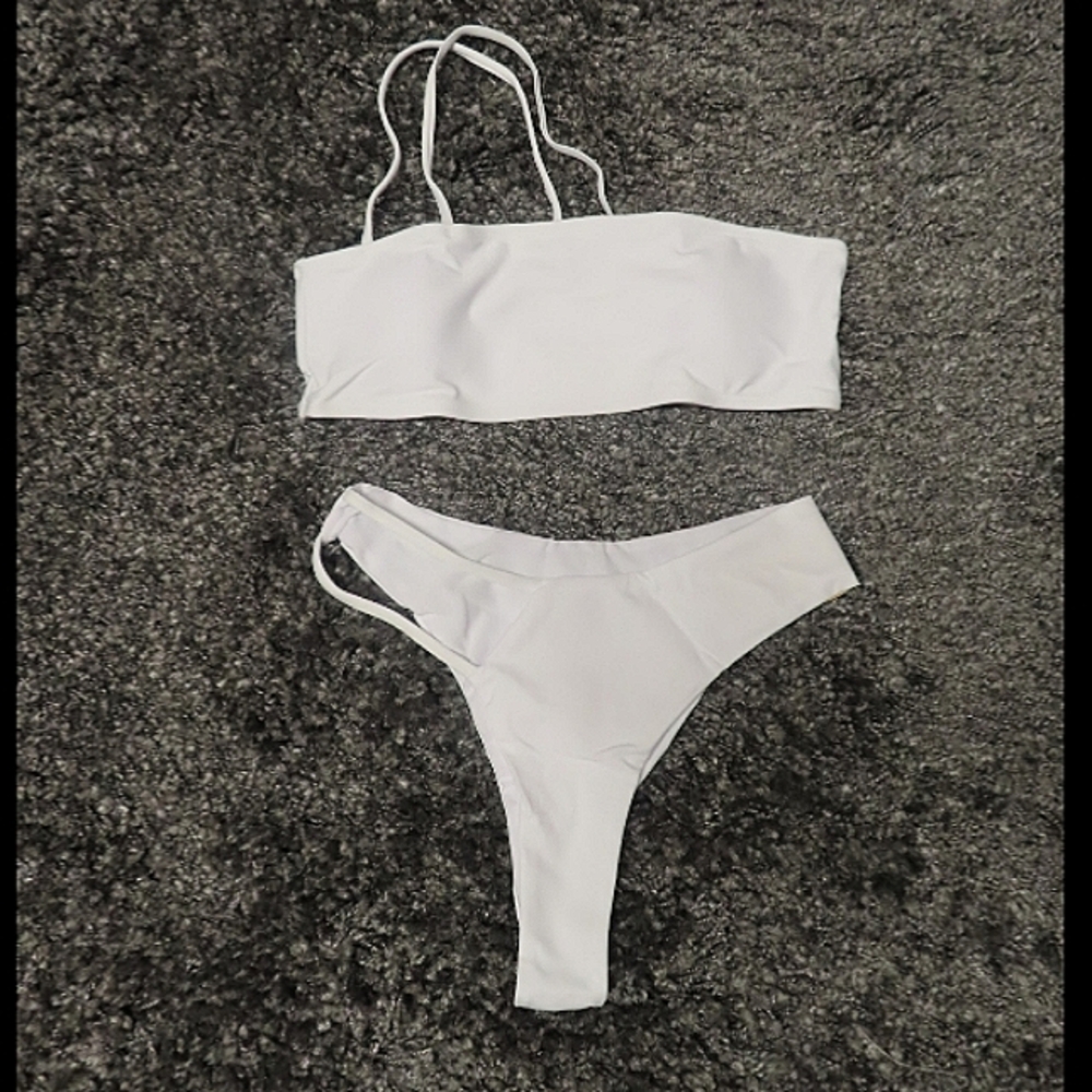 White Shoulder Split Swimwear
